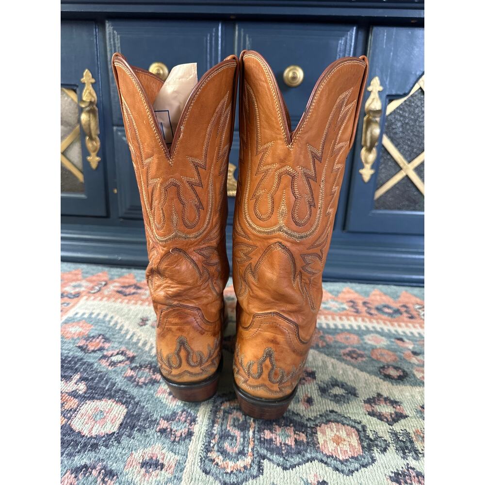 Lucchese 1883 Cognac Brown Western Cowboy Boots Women’s 7.5B Embroidered Leather - Picture 7 of 12